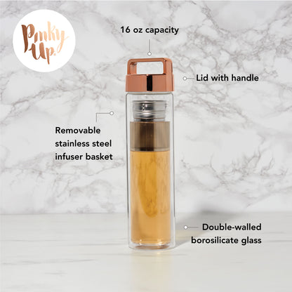 Dylan™ Rose Gold Glass Travel Infuser Mug