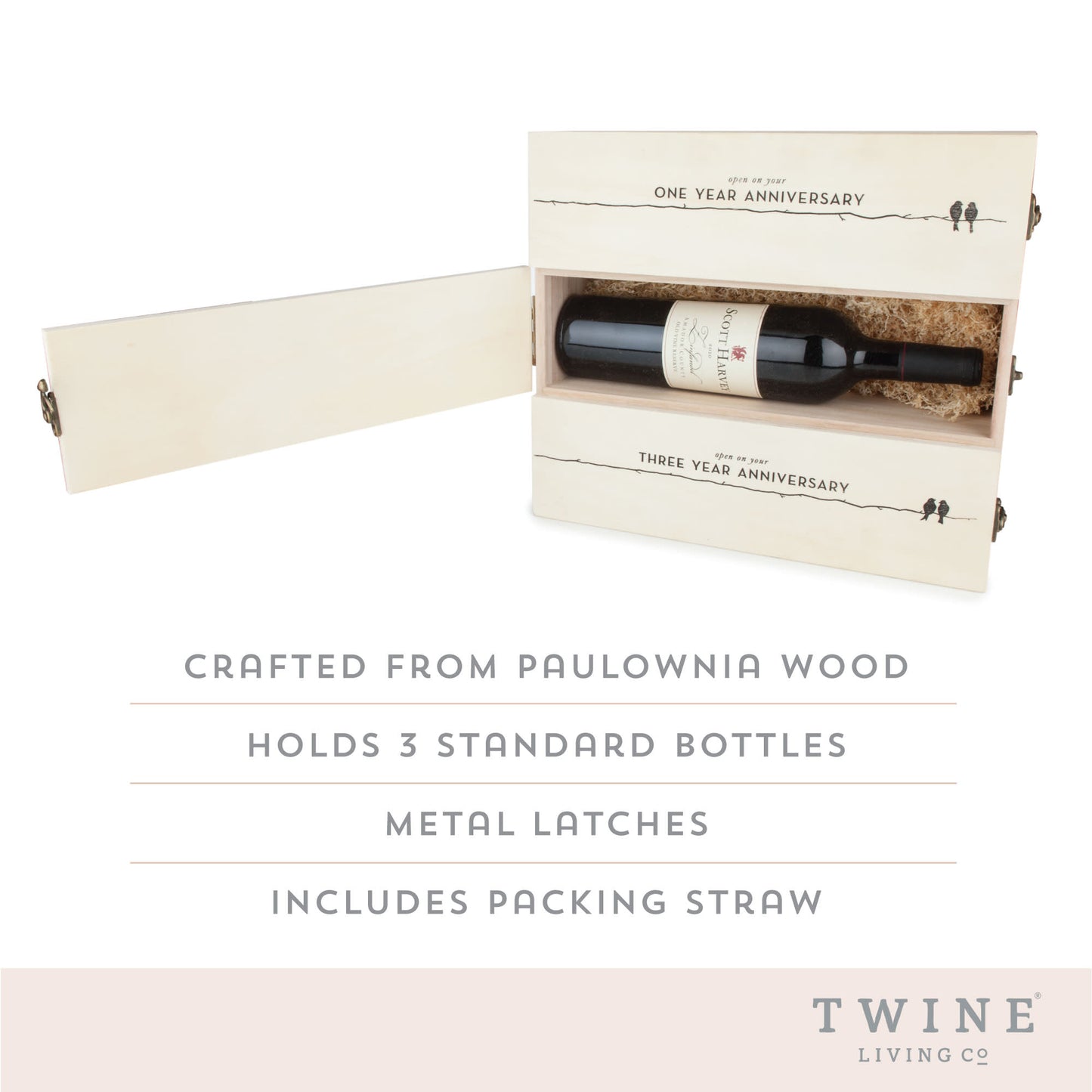 Newlywed's Anniversary Wooden Wine Box by Twine®