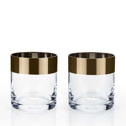 Bronze Rim Crystal Tumblers by Viski®