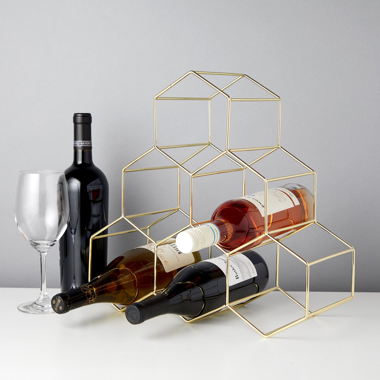 Gold Geo Counter Top Wine Rack by Viski®