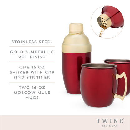 Red Mule Mug & Cocktail Shaker Gift Set (Set of 3)