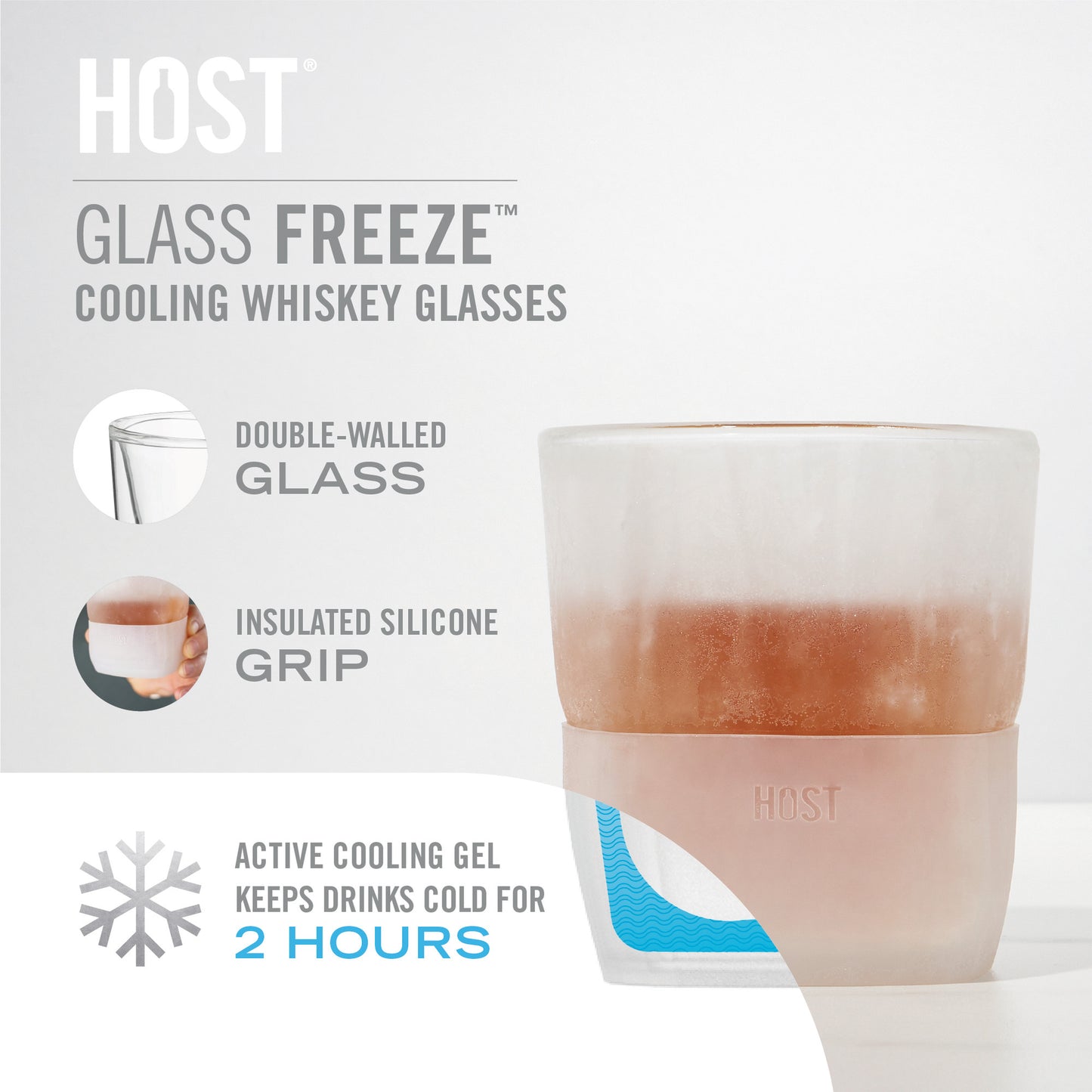 Glass FREEZE™ Whiskey Glass (set of two) by HOST®