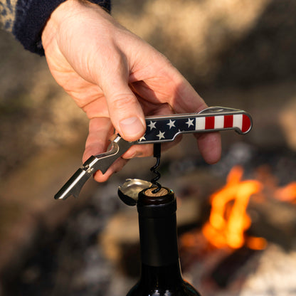 American Flag Stainless Steel Corkscrew