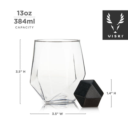 4-Piece Faceted Tumbler & Hexagonal Basalt Stone Set