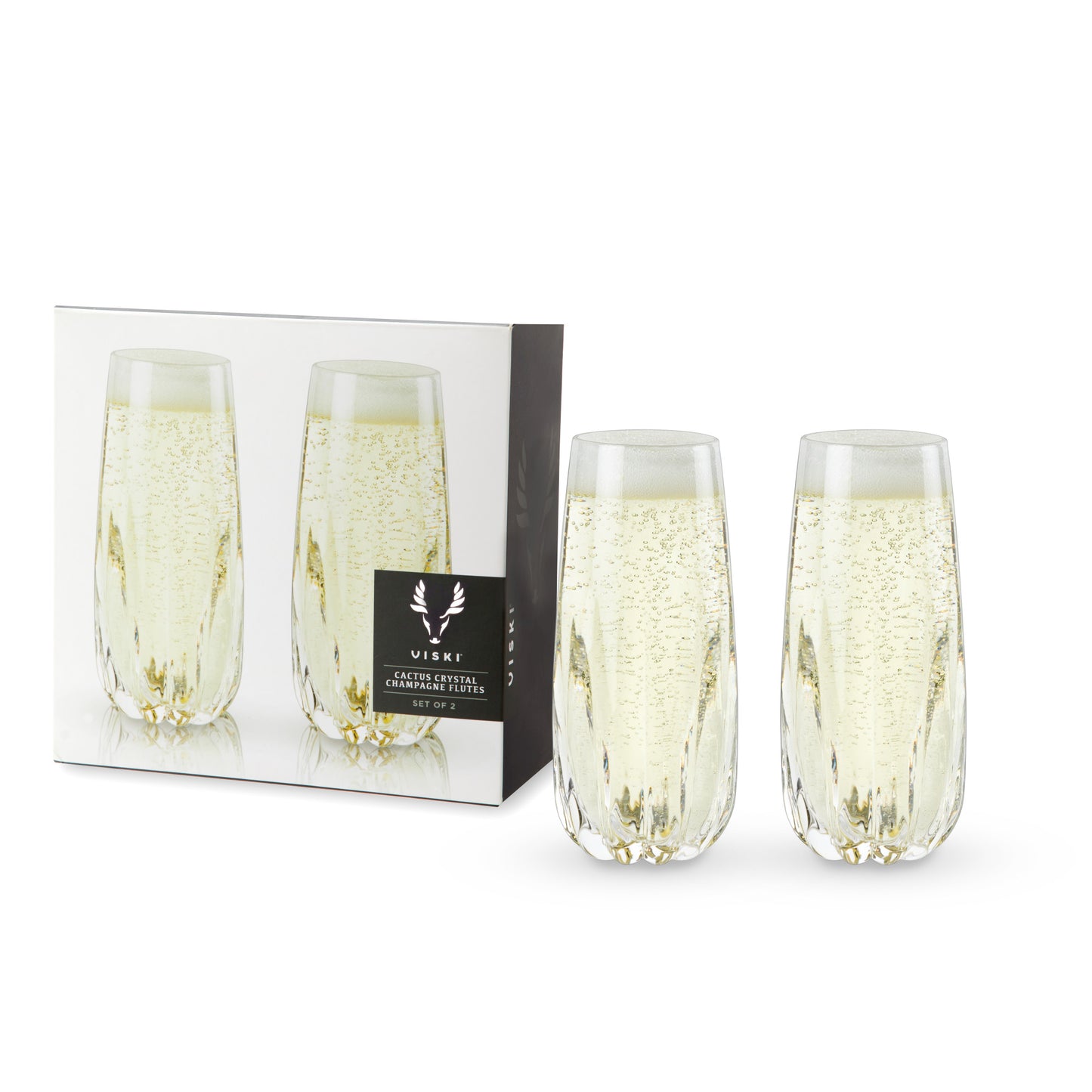 Cactus Crystal Stemless Champagne Flutes