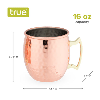 Hammered Moscow Mule Copper Mugs, 2 Pack