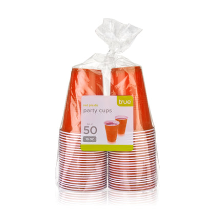 16 oz Orange Party Cups, 50 pack by True