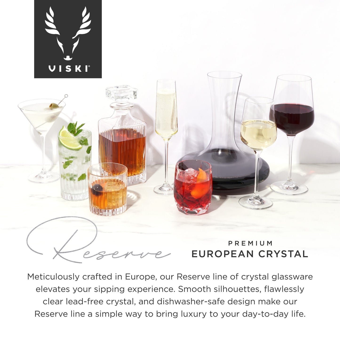 Reserve Inez Crystal Burgundy Glasses Viski®