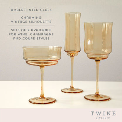 Tulip Stemmed Wine Glass in Amber by Twine Living