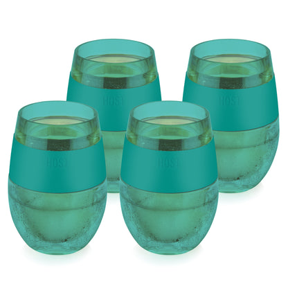 Wine FREEZE Cooling Cup in Translucent Green Set of 4
