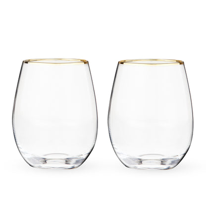 Gilded Stemless Wine Glass Set