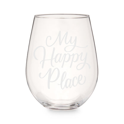 My Happy Place Stemless Wine Glass - Mixologist Warehouse