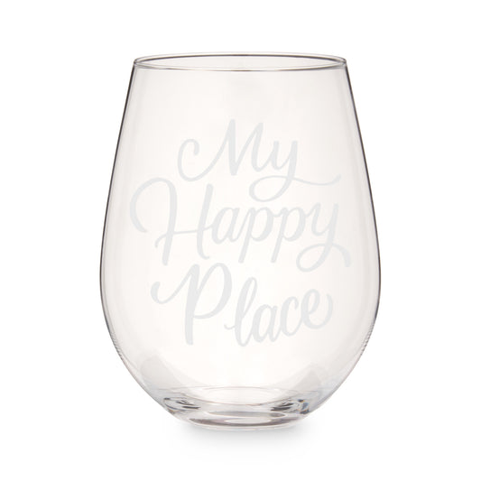 My Happy Place Stemless Wine Glass - Mixologist Warehouse