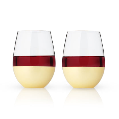 Belmont Gold-Dipped Wine Tumblers Viski®