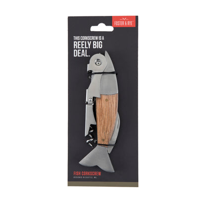 Wood & Stainless Steel Fish Corkscrew