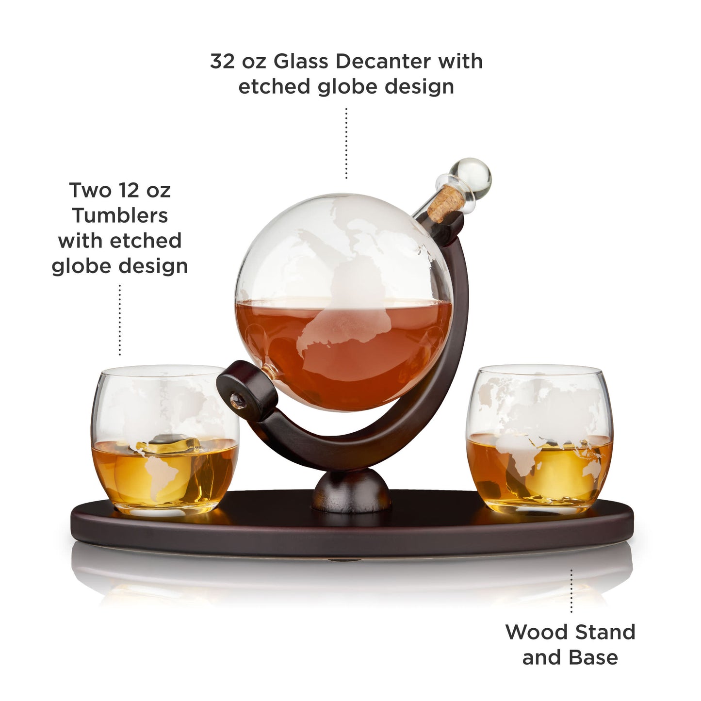 Globe Decanter & Whiskey Tumblers