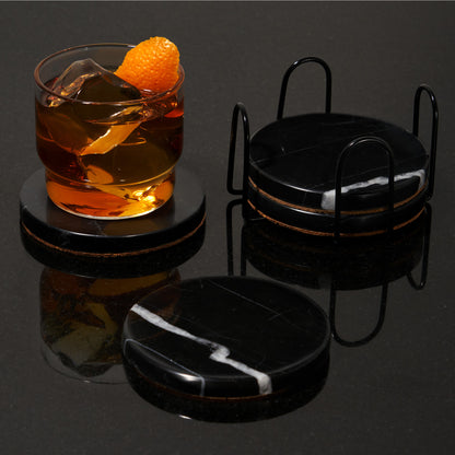 Black Marble Coaster Set