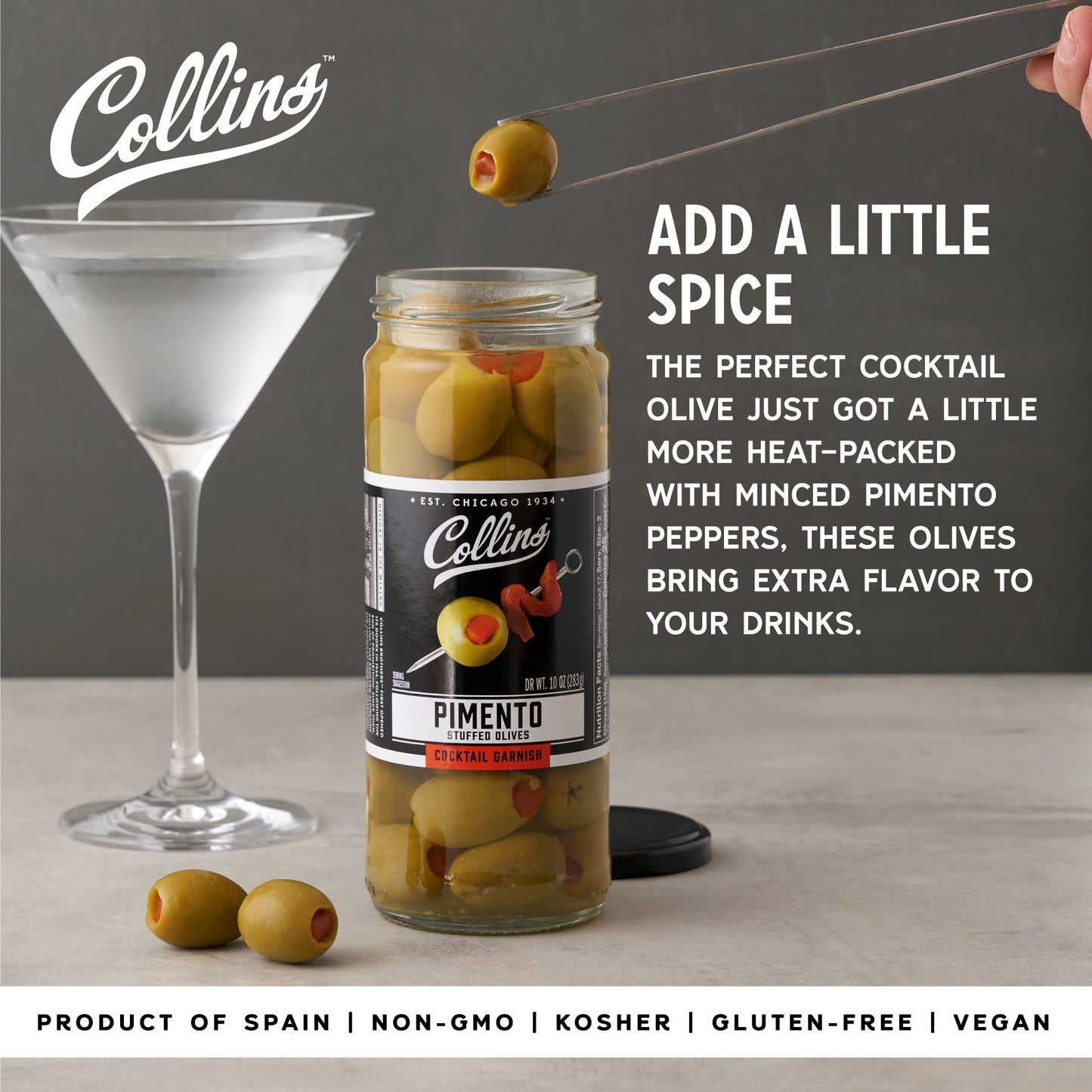 10 oz. Pimento Cocktail Olives - 6 Pack
