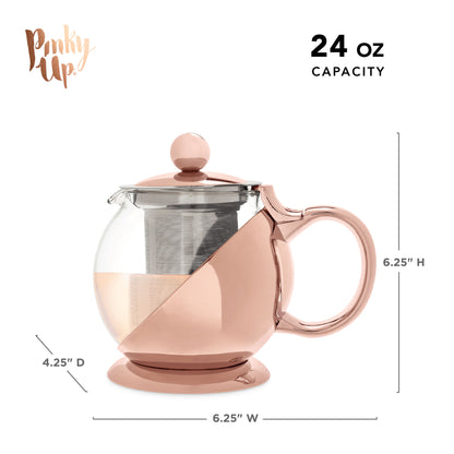 Shelby™ Glass and Rose Gold Wrapped Teapot by Pinky Up