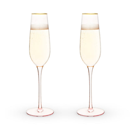 Rose Crystal Champagne Flute Set by Twine®