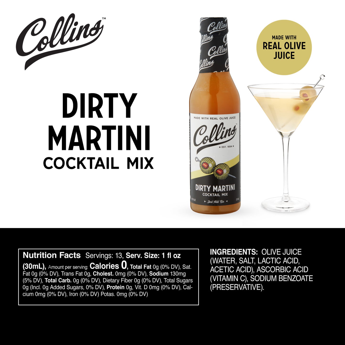 12.7 oz. Dirty Martini Cocktail Mix - Pack of 12