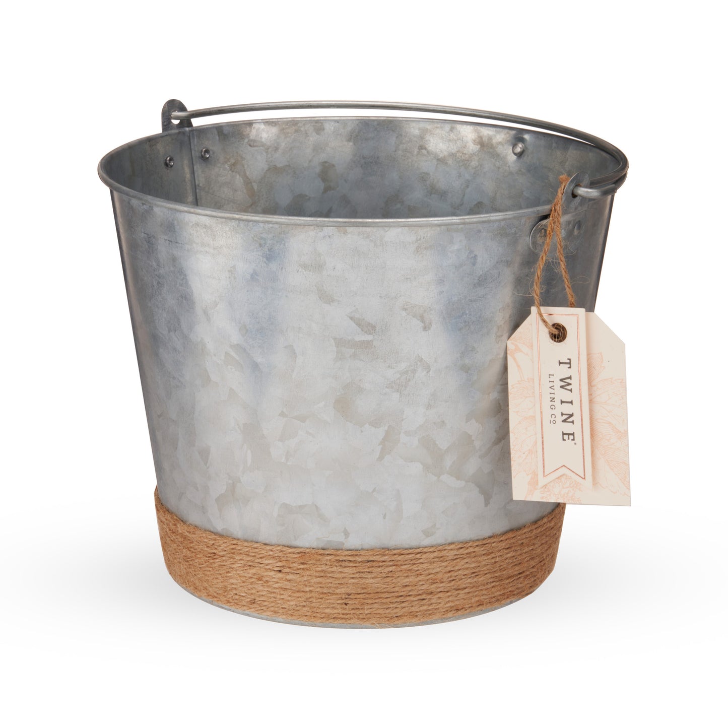 Jute Wrapped Galvanized Ice Bucket by Twine