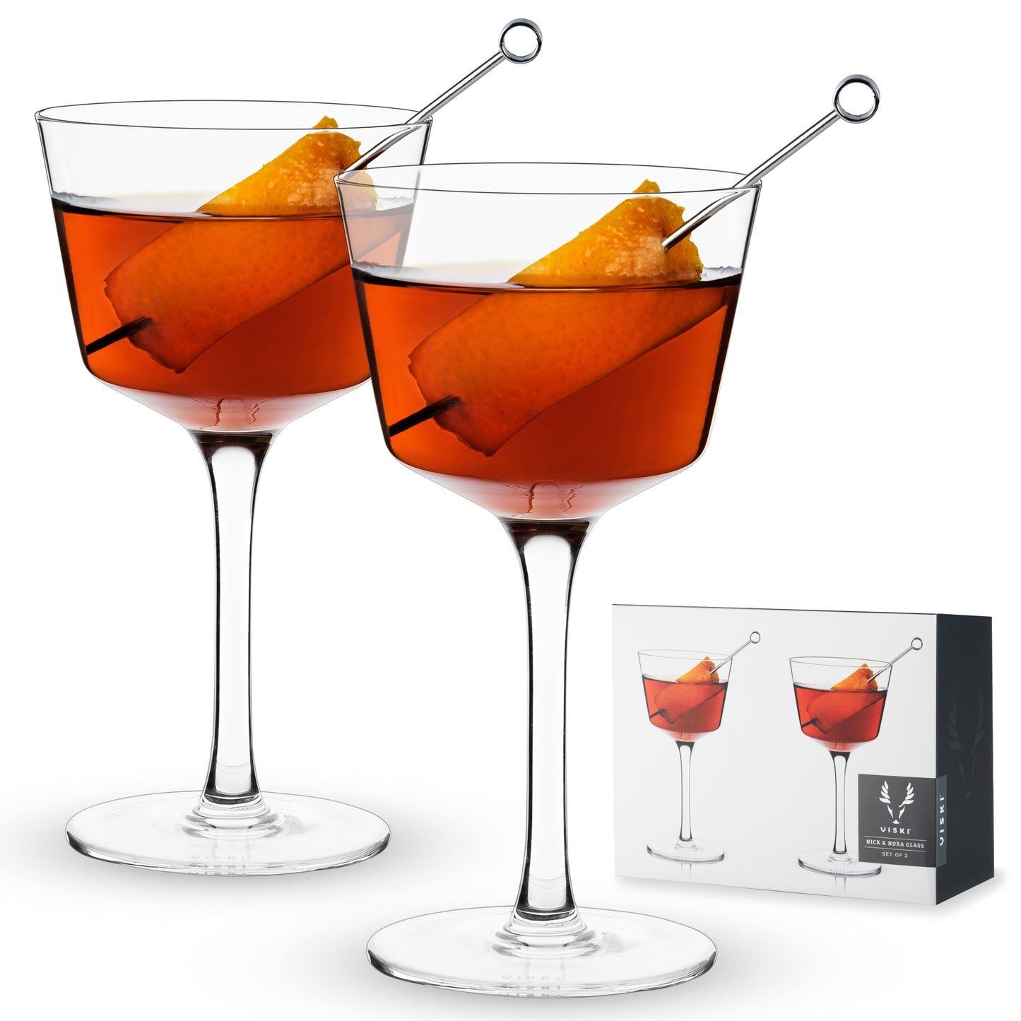 Angled Crystal Nick & Nora Glasses by Viski® - Mixologist Warehouse