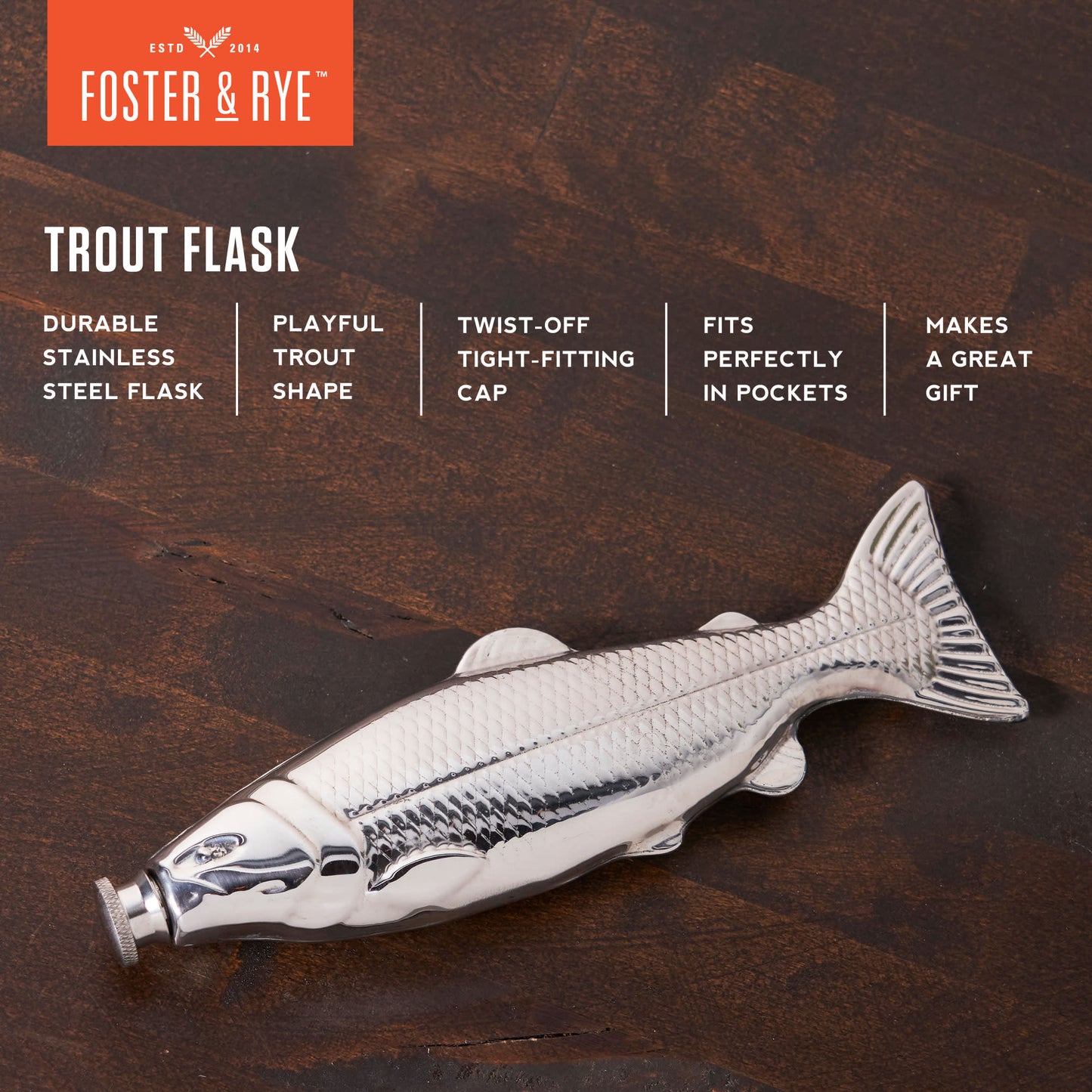 Stainless Steel Trout Flask by Foster & Rye™