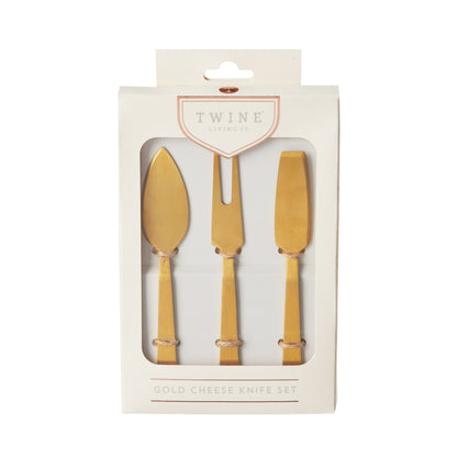 Gold Cheese Knife Set by Twine