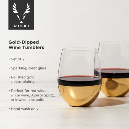 Belmont Gold-Dipped Wine Tumblers Viski®