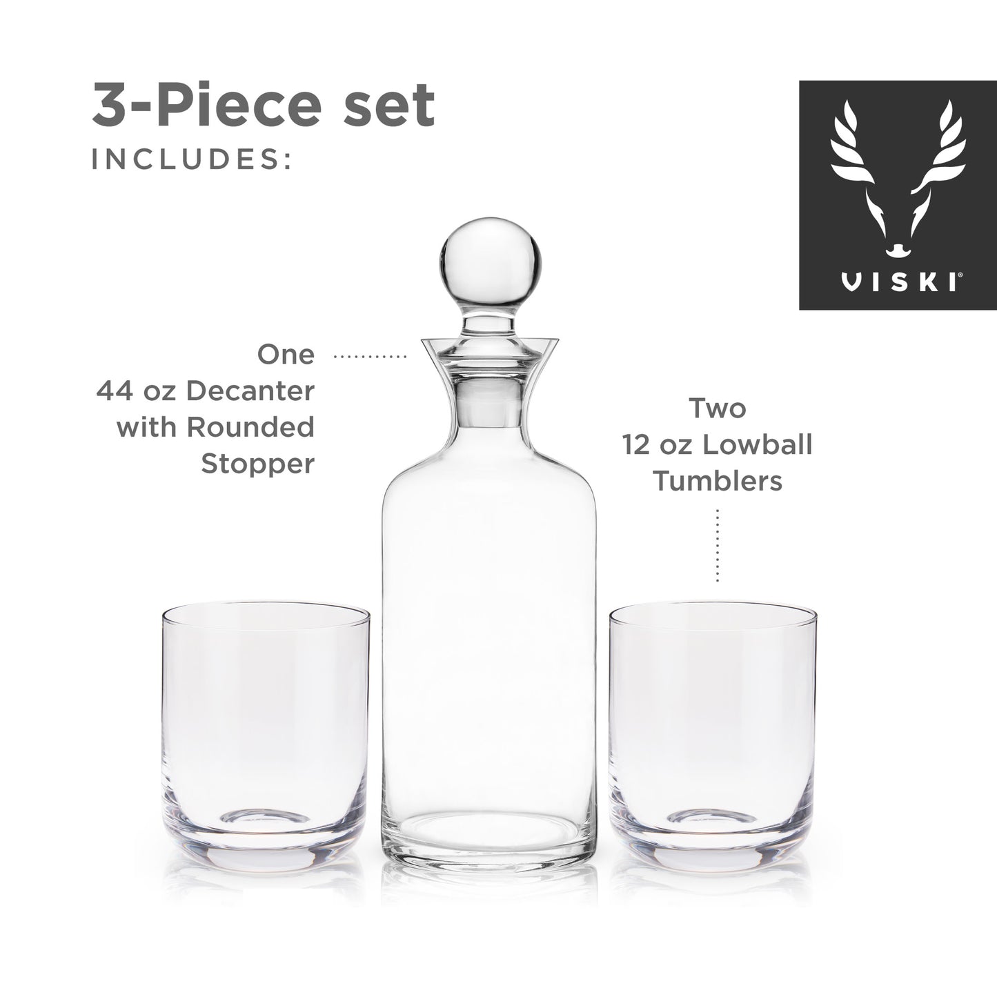 Raye Modern Crystal Liquor Decanter and Tumbler Set Viski®