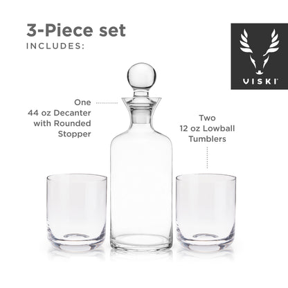 Raye Modern Crystal Liquor Decanter and Tumbler Set Viski®