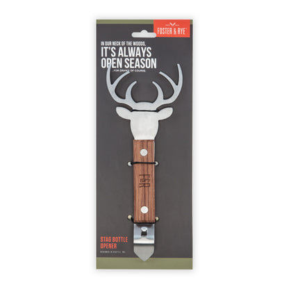 Stag Acacia Wood Bottle Opener by Foster & Rye™