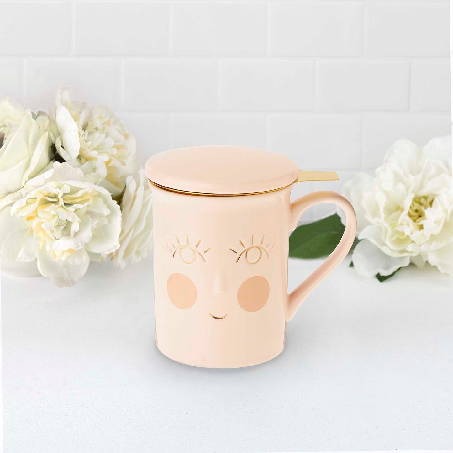 Annette™ Hello Beautiful Ceramic Tea Mug & Infuser