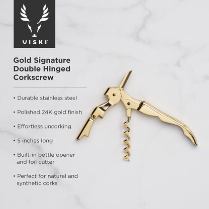Gold Signature Double Hinged Corkscrew by Viski®