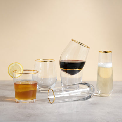 Gilded Stemless Champagne Flute Set by Twine