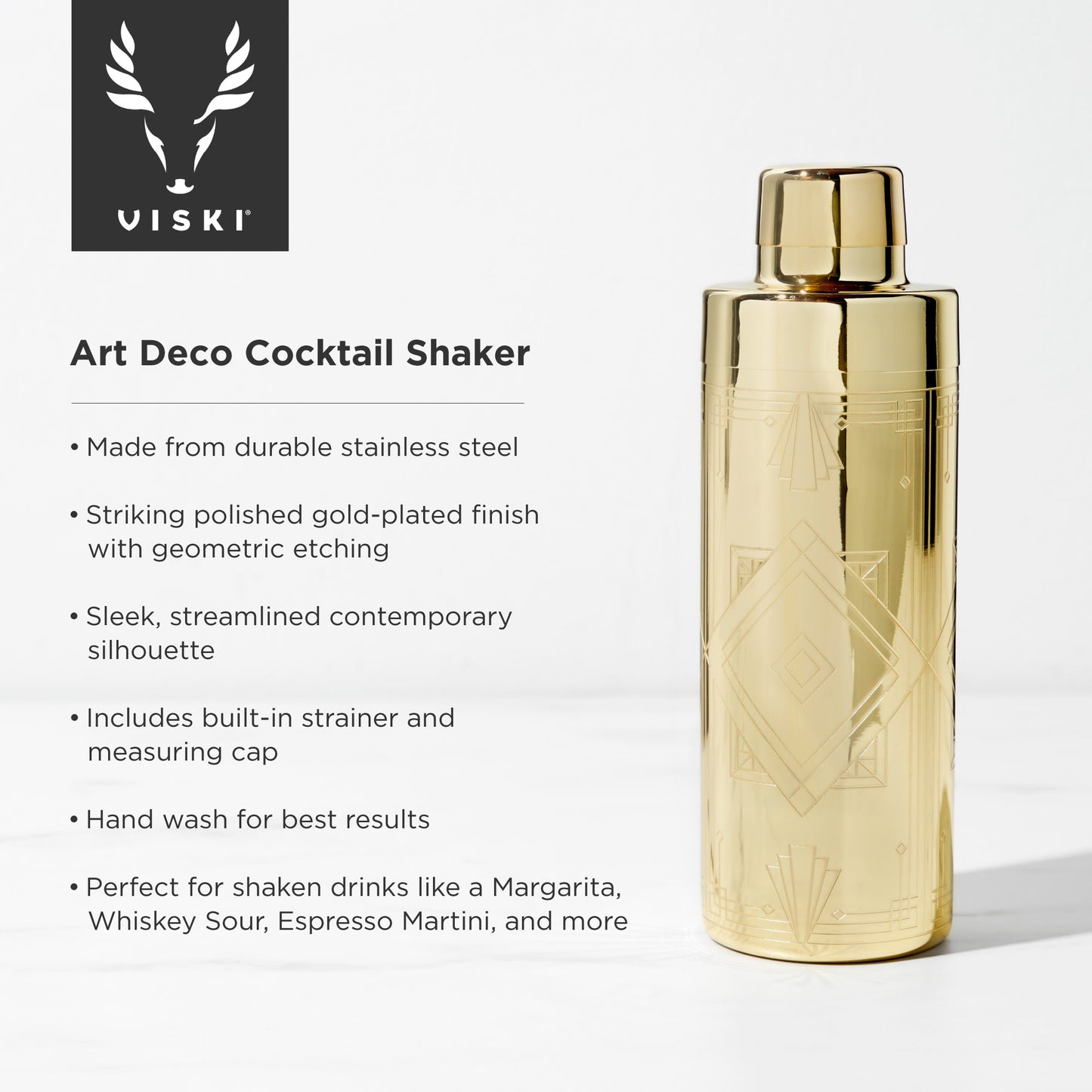 Art Deco Gold Cocktail Shaker