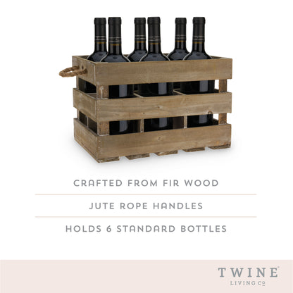 Wooden 6-Bottle Crate by Twine®