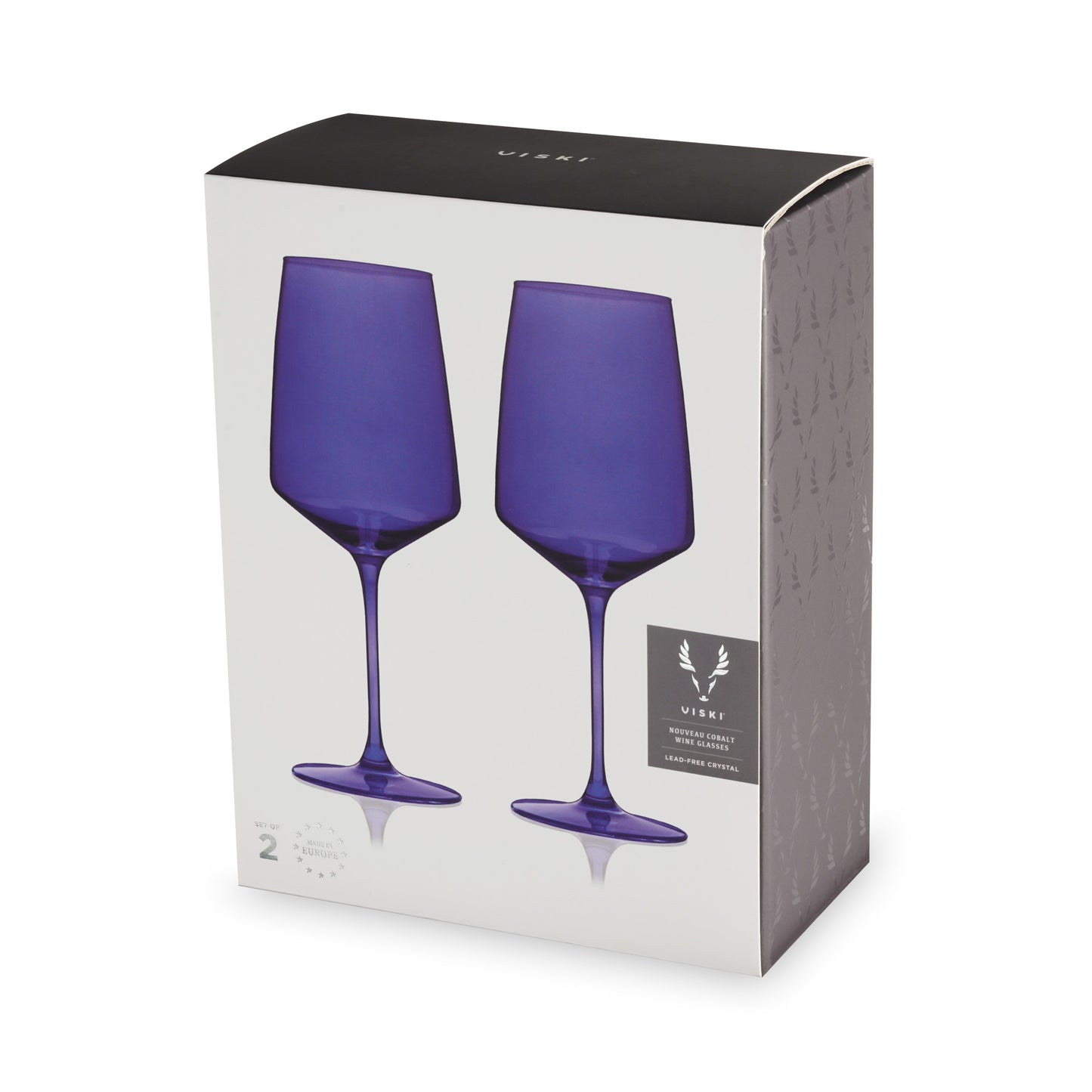 Reserve Nouveau Crystal Wine Glasses in Cobalt By Viski (set