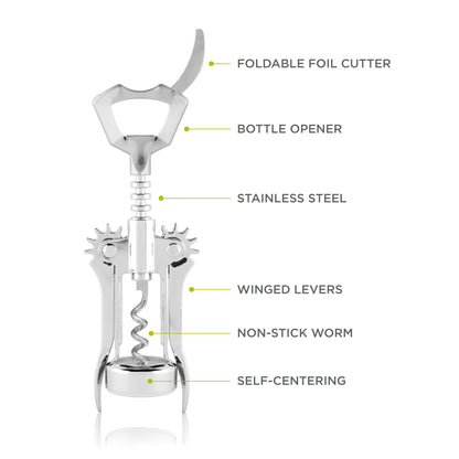 Glider Winged Corkscrew with Foil Cutter by True