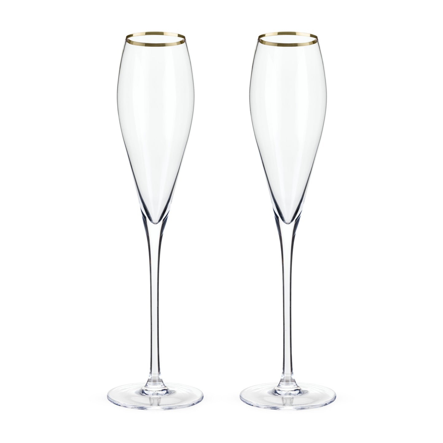 Gold-Rimmed Crystal Champagne Flutes