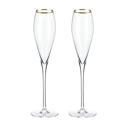 Gold-Rimmed Crystal Champagne Flutes