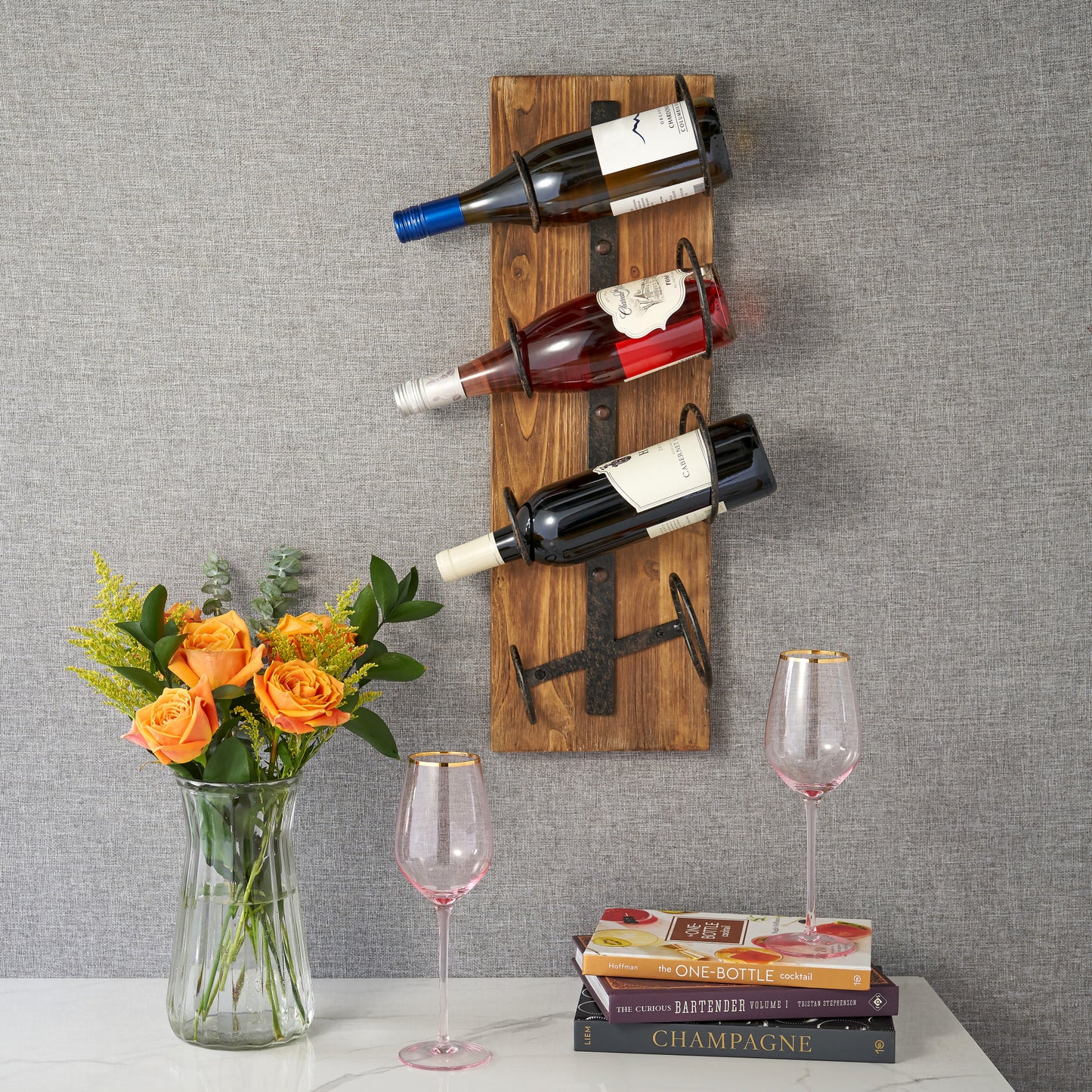 Metal and Wood Wine Rack