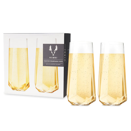 Faceted Crystal Stemless Champagne Flutes