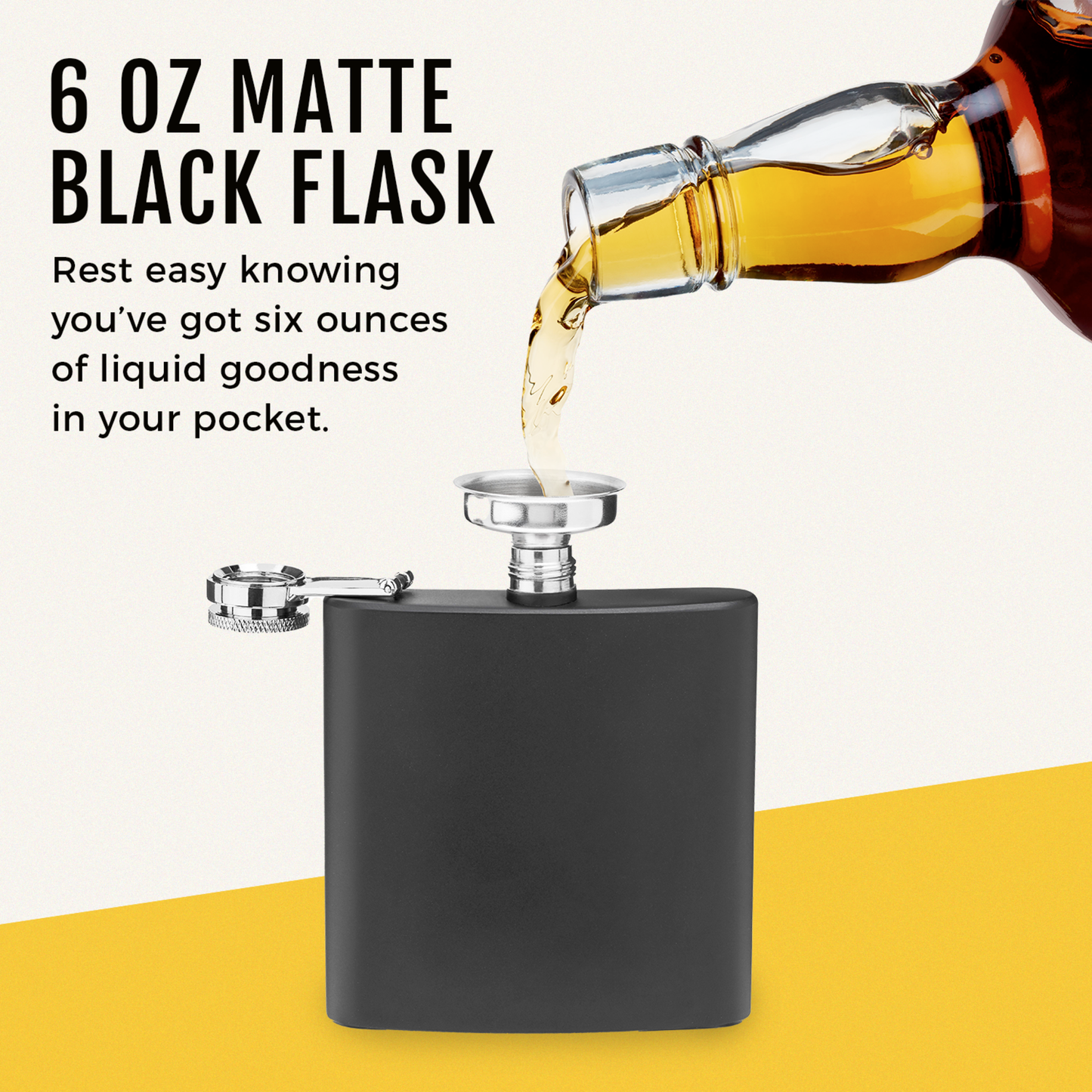 6 oz Matte Black Flask with Funnel