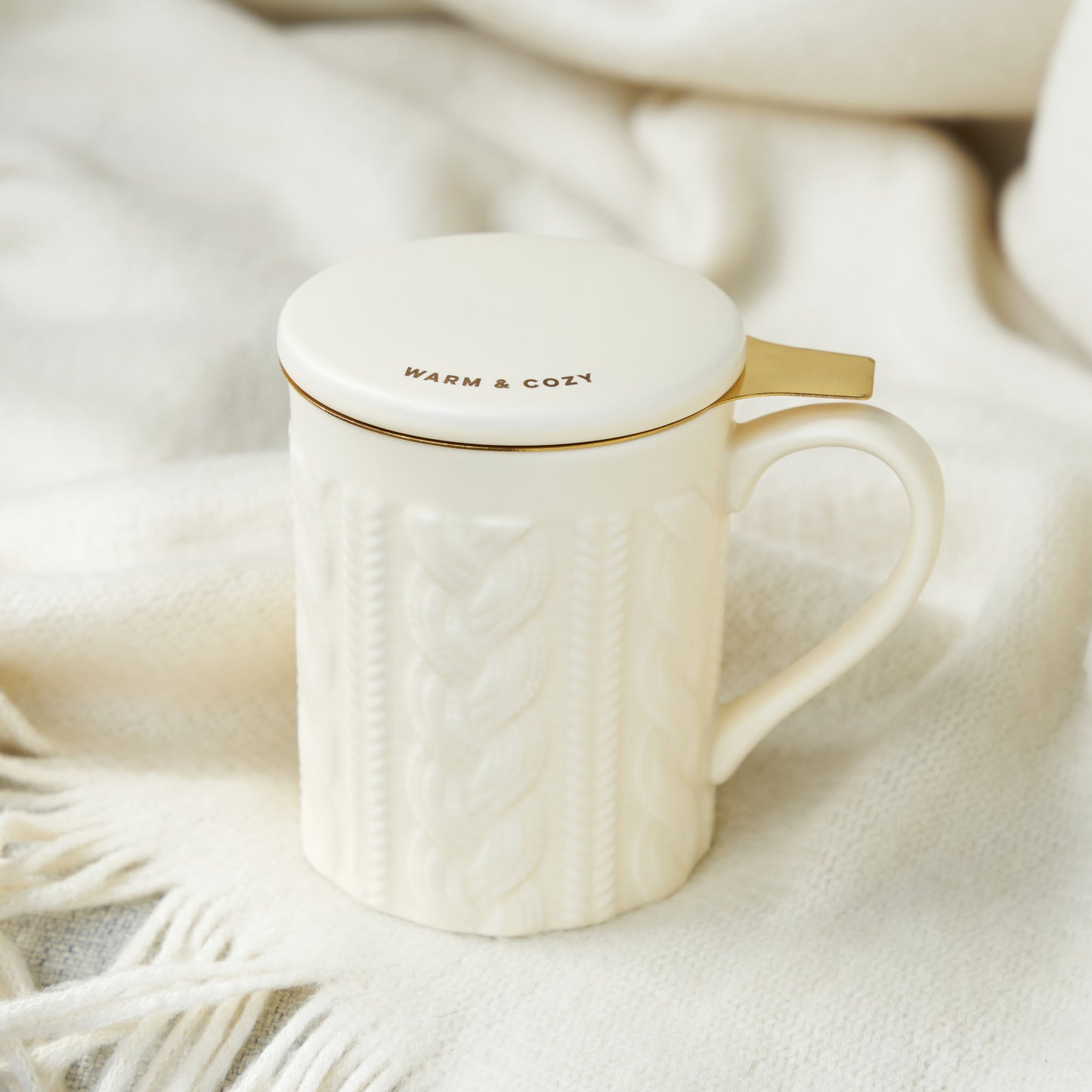 Annette™ Knit Ceramic Tea Mug & Infuser