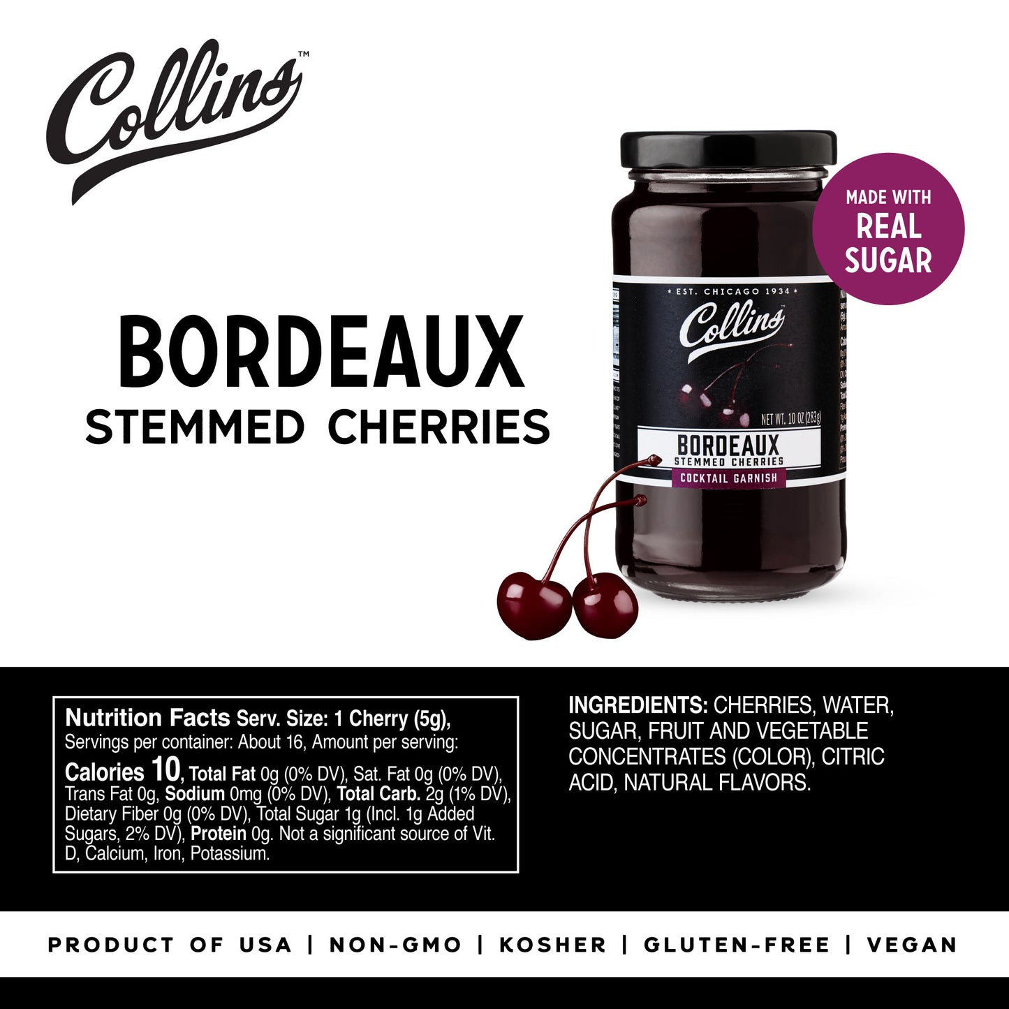 10 oz. Bordeaux Style Cherries - 6 Pack