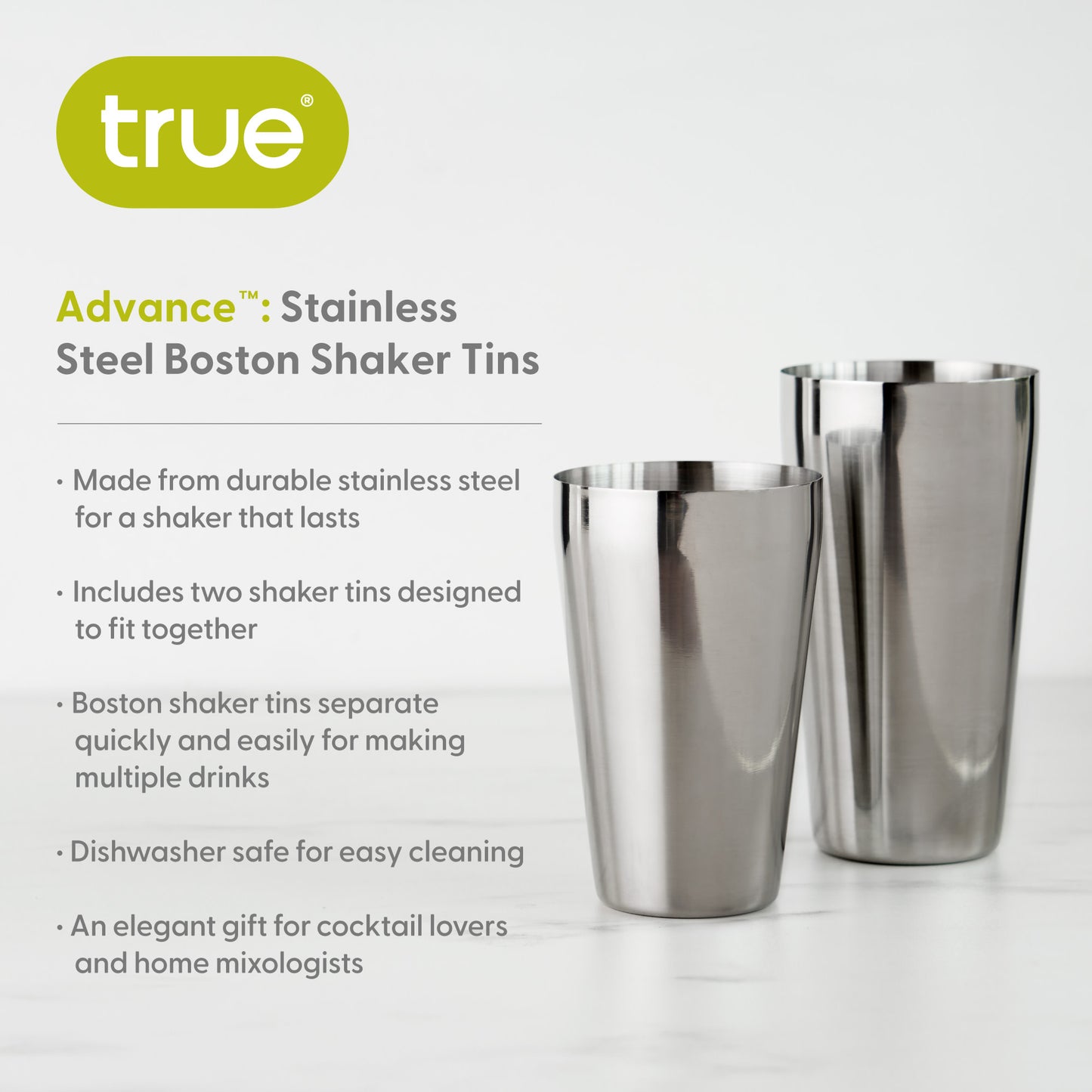 Advance: Stainless Steel Boston Shaker Tins by True