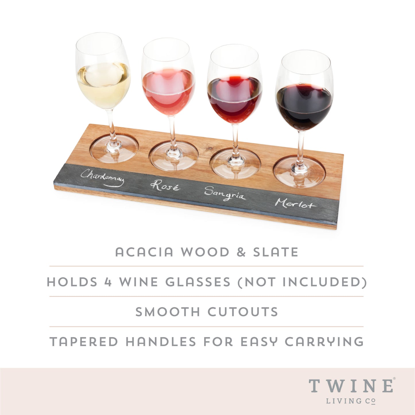 Acacia Wood Wine Flight Board by Twine®