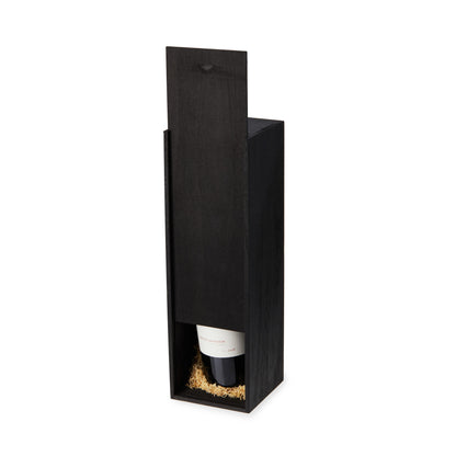 Black 1-Bottle Wooden Wine Box